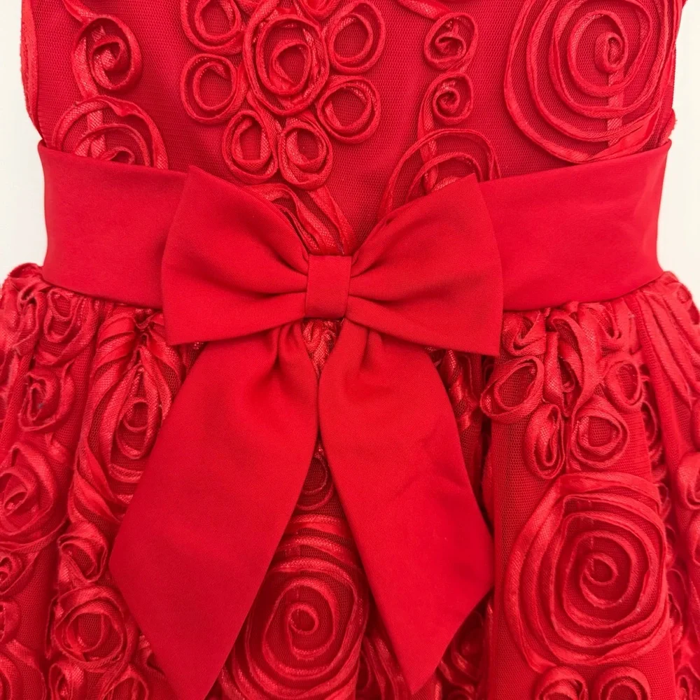 Rare Editions | Kid’s |‎ Red Rosette | Floral | Party | Holiday | Dress | 4